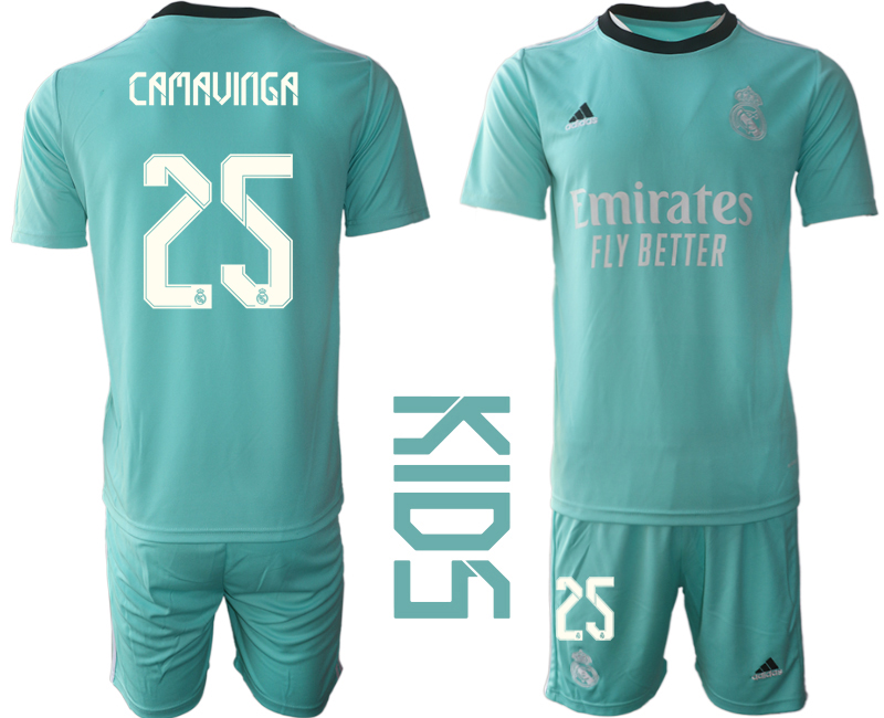 Youth 2021-2022 Club Real Madrid Second away blue #25 Soccer Jersey
